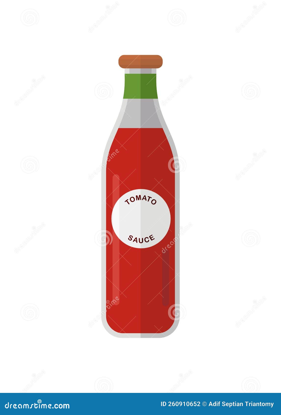 Tomato Sauce Bottle. Simple Flat Illustration. Stock Vector