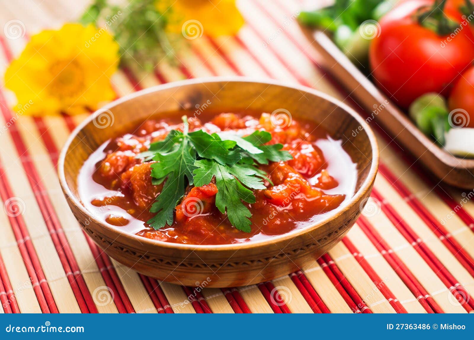 Tomato sauce bowl stock photo. Image of cream, culinary 27363486