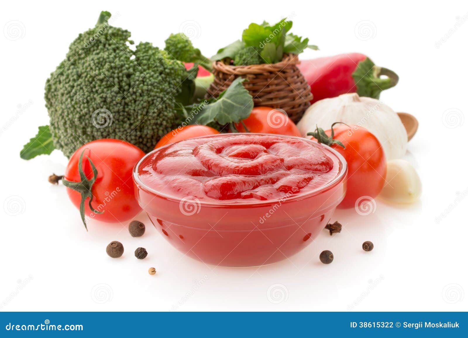 Tomato Sauce in Bowl on White Stock Photo Image of fresh, glass 38615322