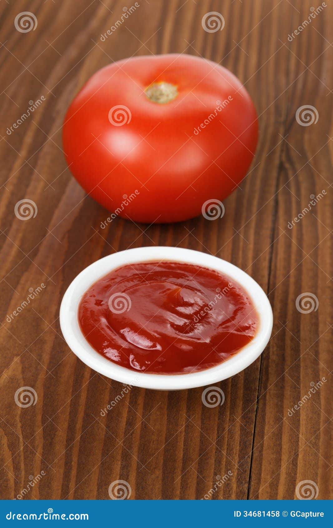 Tomato Sauce in Bowl on Wooden Table Stock Photo Image of tomato