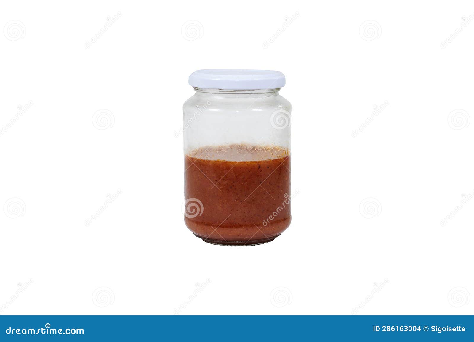 Tomato Sauce in Glass Bottle Isolated on White with Clipping Path