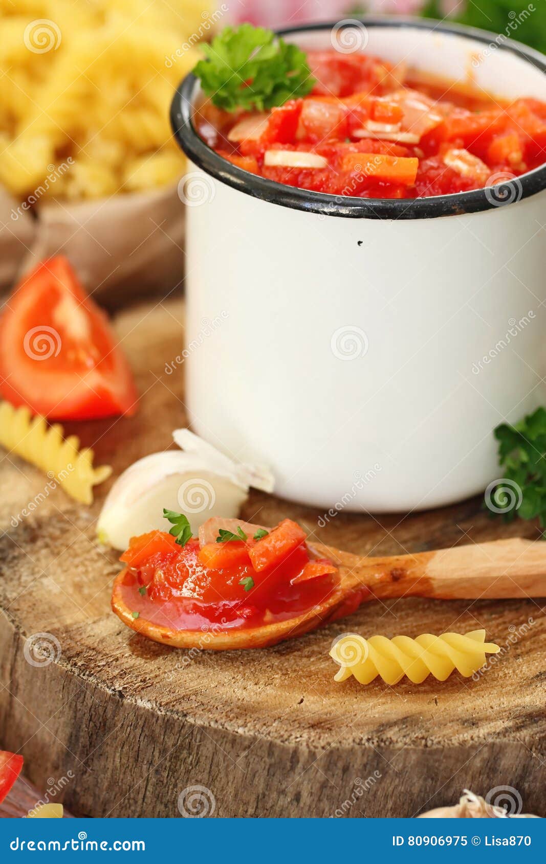 Tomato Sauce with Ingredients for Pasta Stock Image Image of