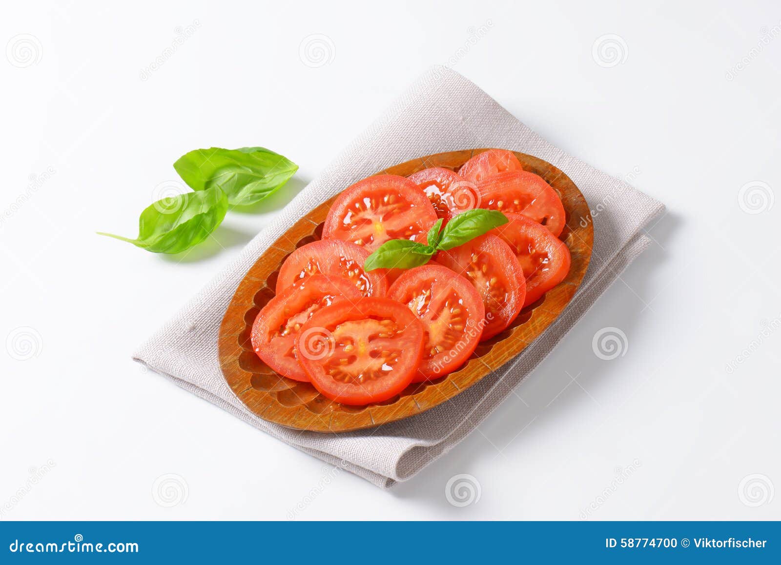 Tomato slices stock photo. Image of basil, shot, bowl - 58774700