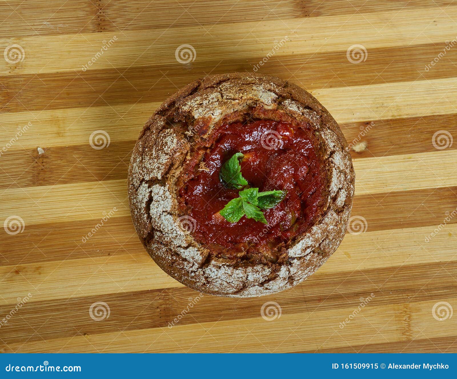 Tomato Soup in Bread Bowls stock image. Image of appetizer 161509915