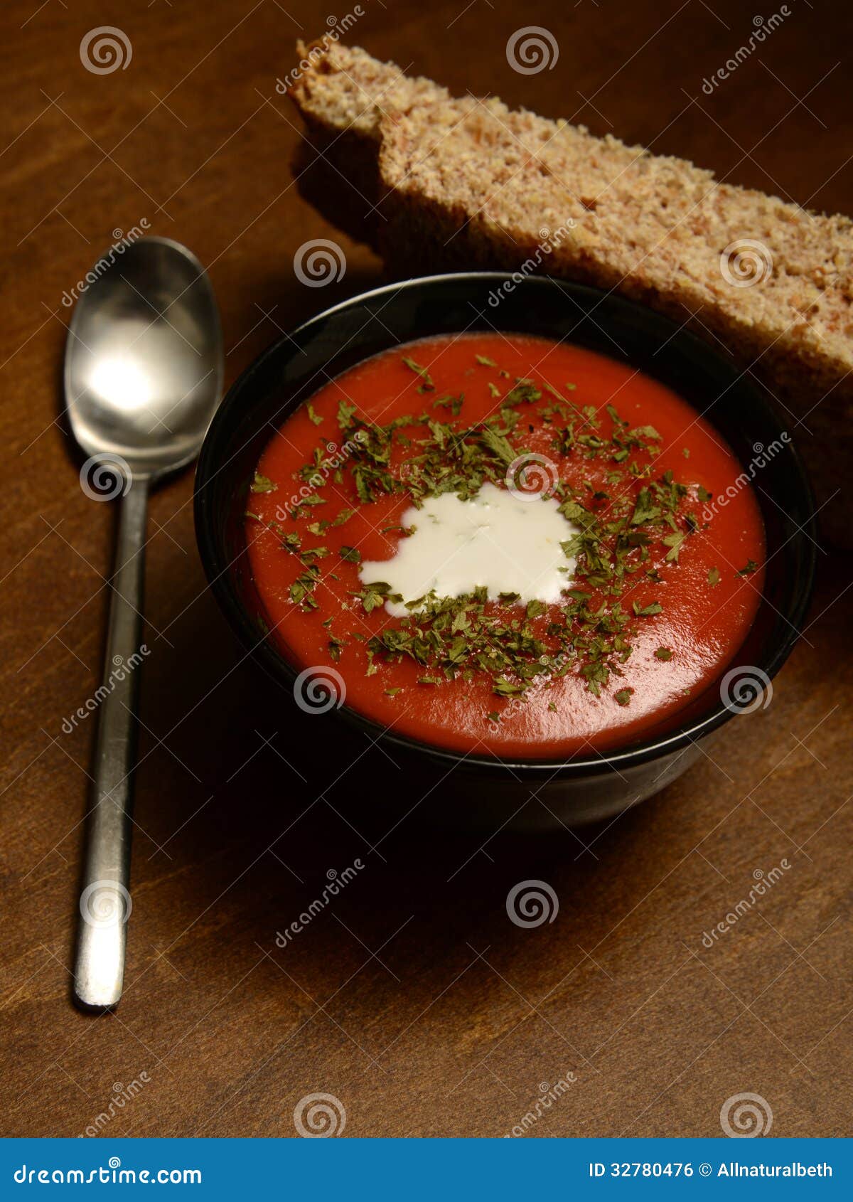 Tomato soup and bread stock photo. Image of warmth, warm 32780476