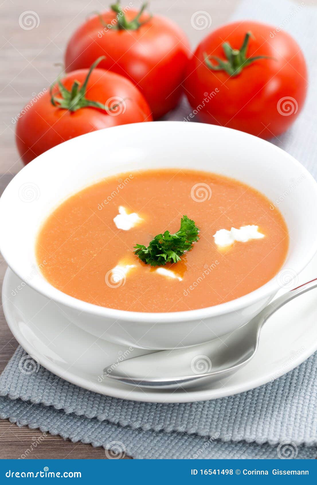 Tomato Soup with Creme Fraiche Stock Photo Image of bowl, appetizer