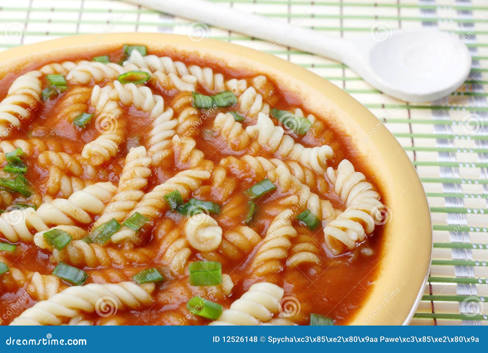 Tomato soup with pasta. stock photo. Image of dish, tomato 12526148
