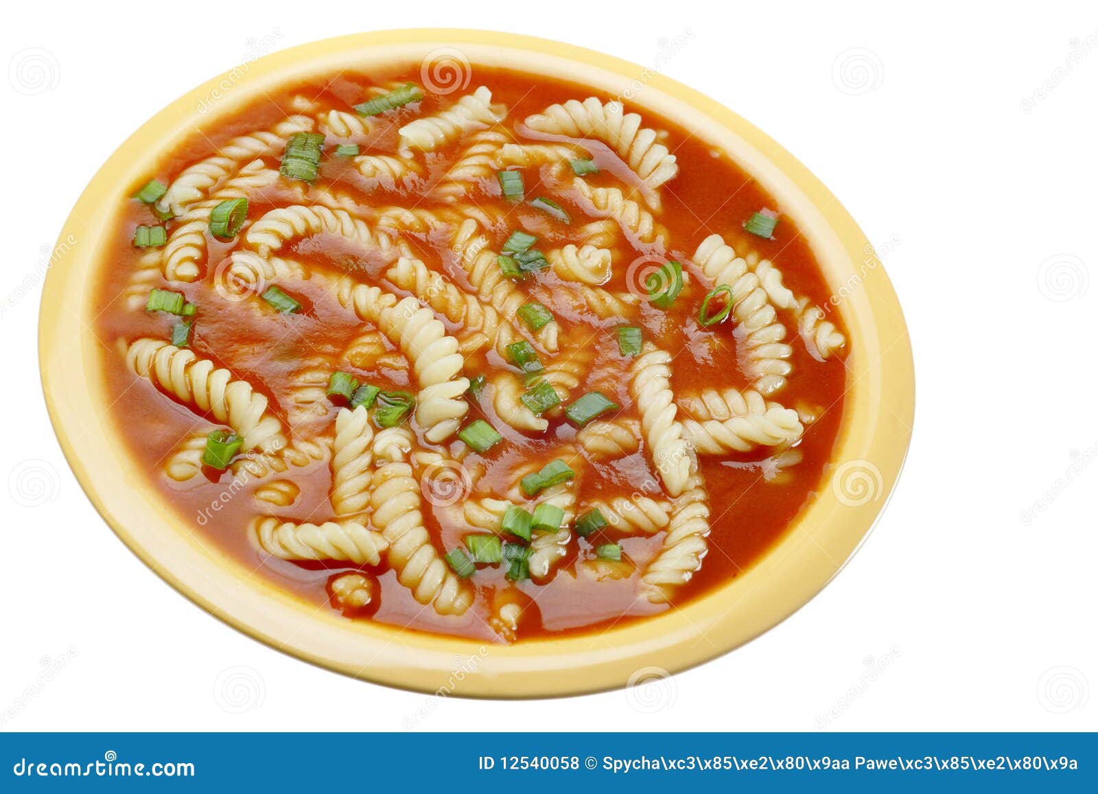 Tomato soup with pasta. stock photo. Image of cooking 12540058