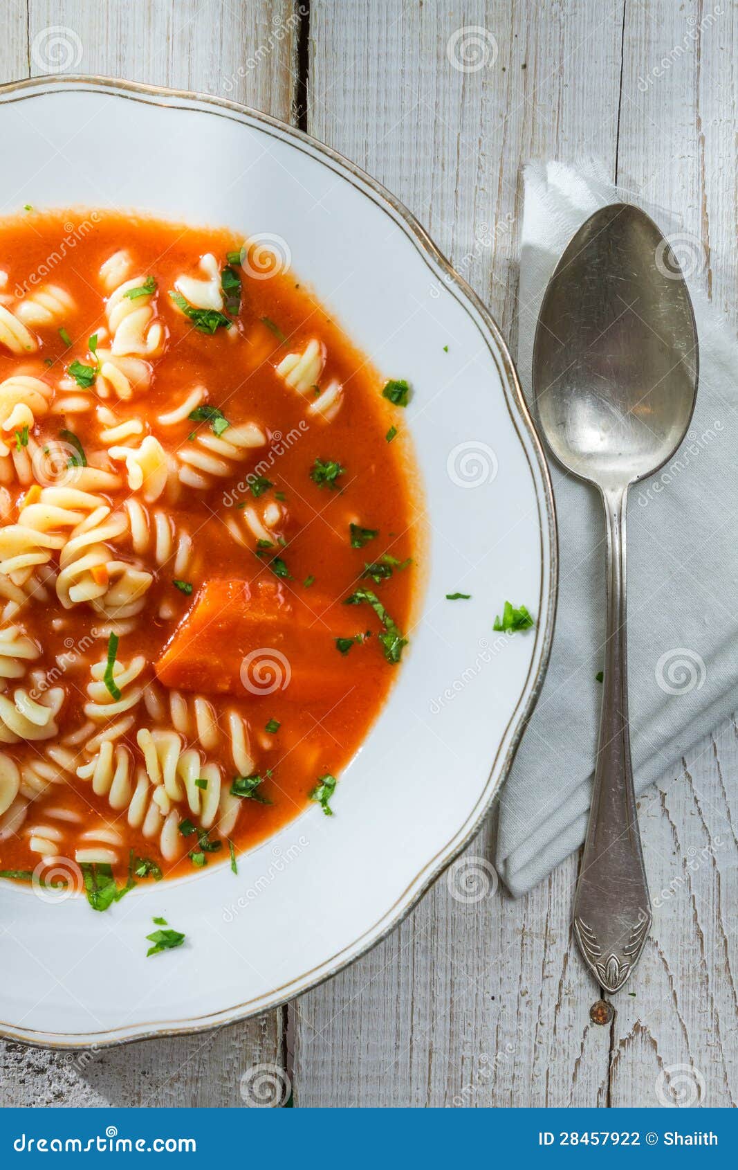 Tomato soup on a plate stock photo. Image of gourmet 28457922