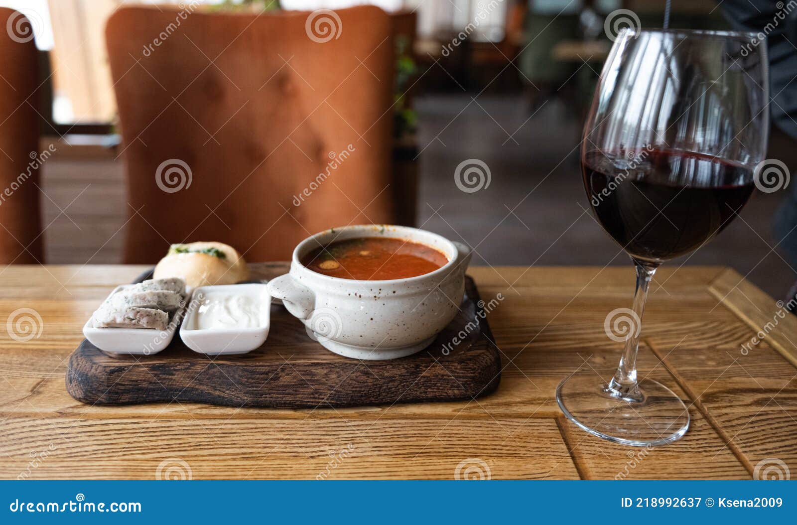 Tomato Soup in a Restaurant for Lunch Stock Image Image of cooked