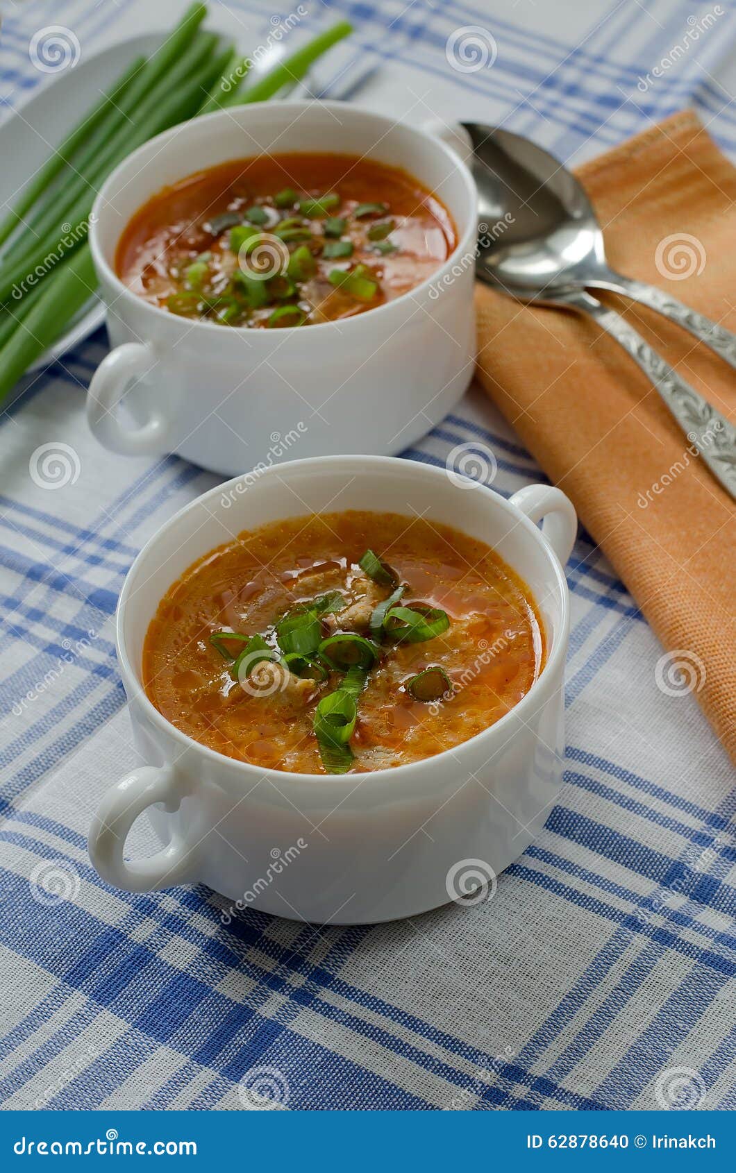 Tomato Soup With Rice And Meat Stock Photo - Image of ...