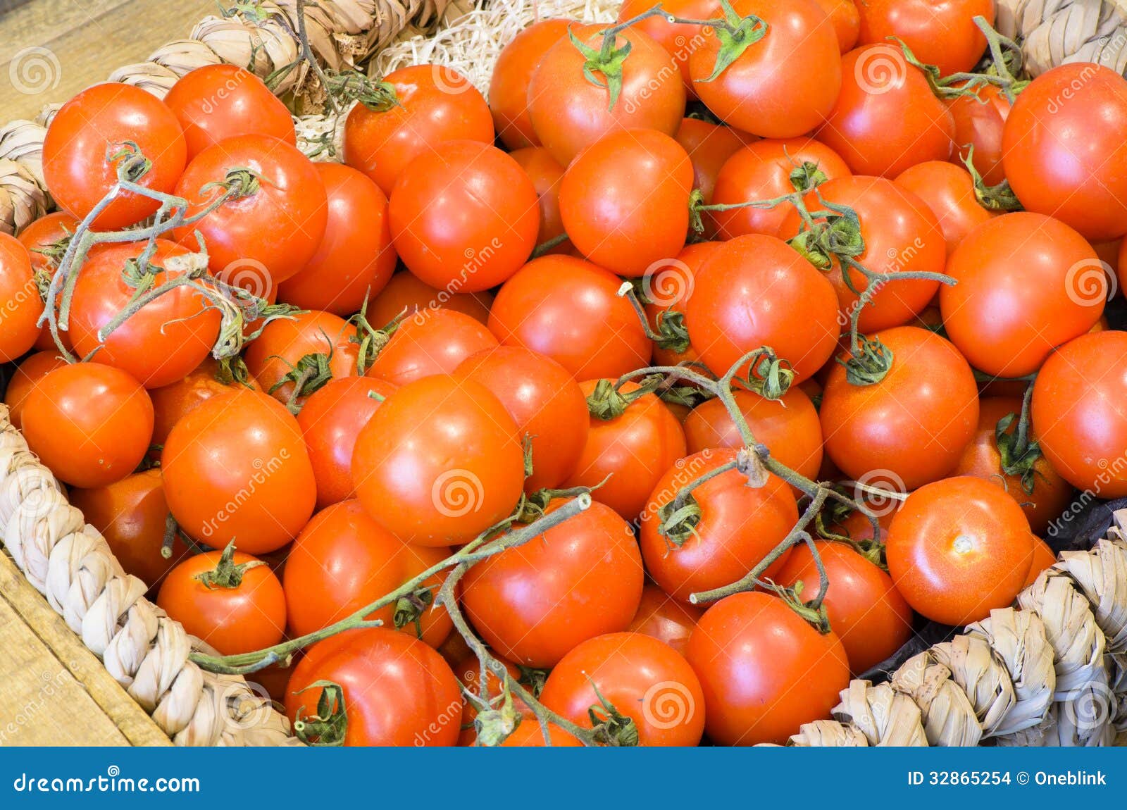 Tomatoes in Basket stock photo. Image of wooden, food - 32865254