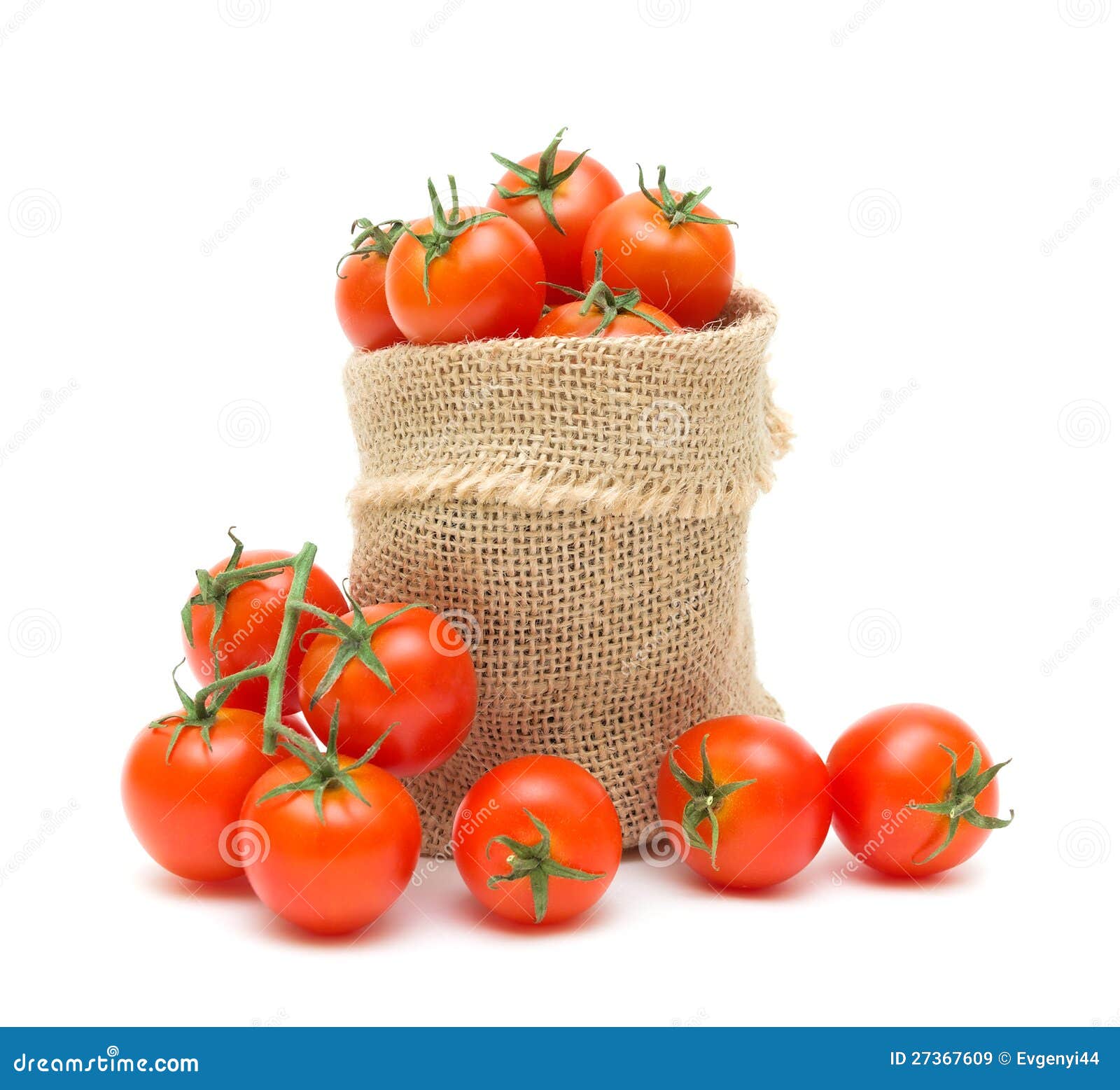 Tomatoes in a Canvas Bag on a White Background Stock Image Image of