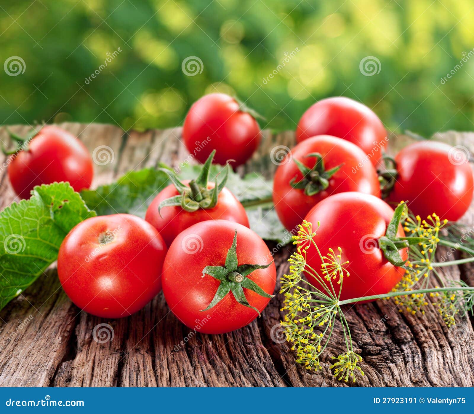 Tomatoes, cooked with herbs for the preservation on the old wooden table.