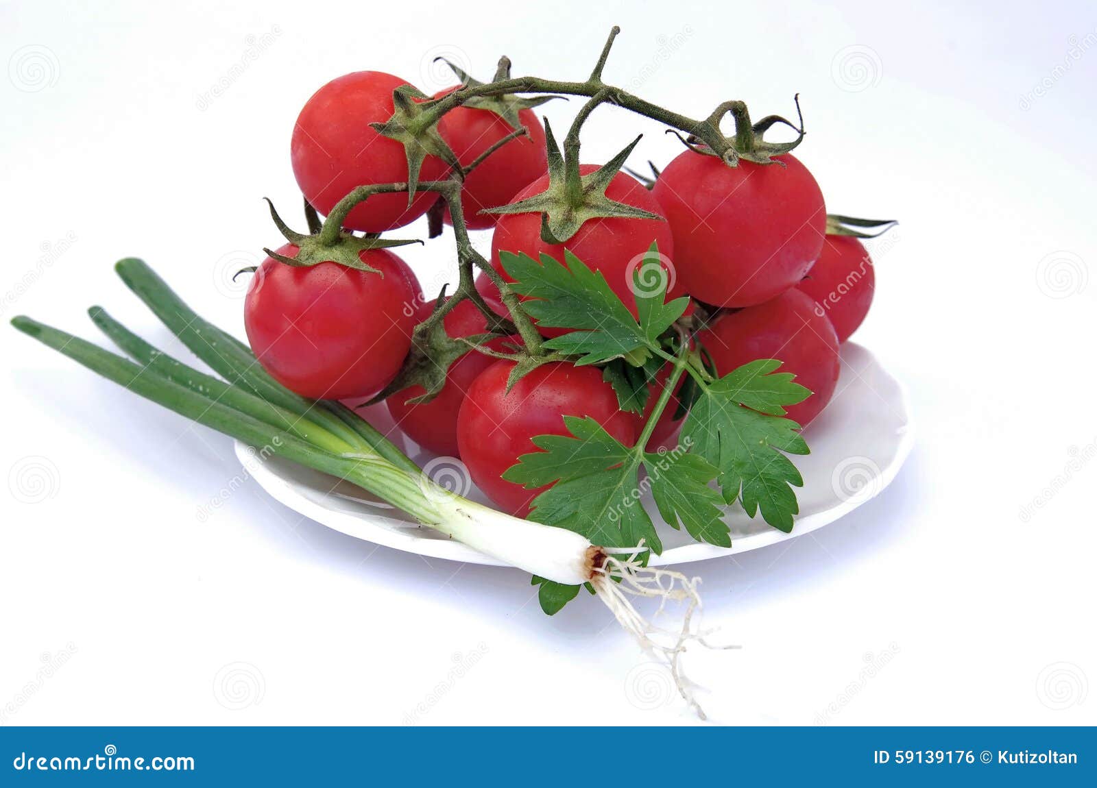 Tomatoes and green onion stock photo. Image of background 59139176
