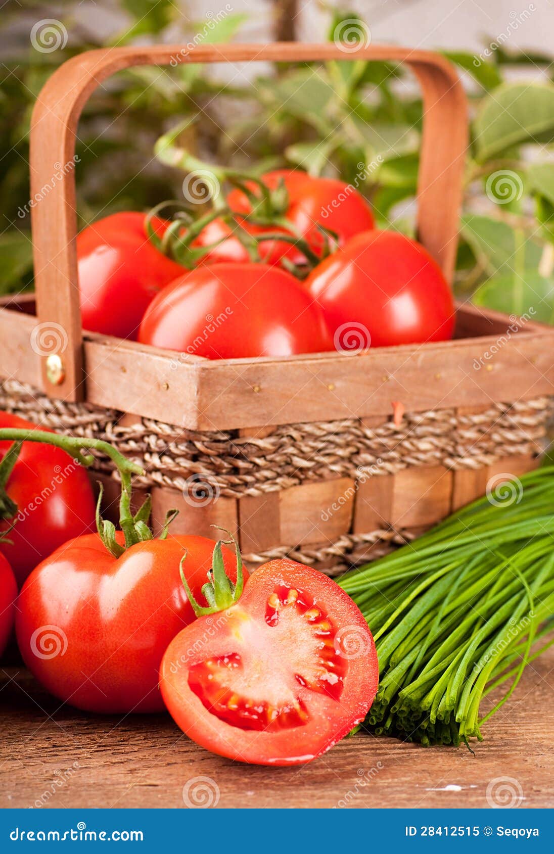 Tomatoes and green onions stock image. Image of organic 28412515