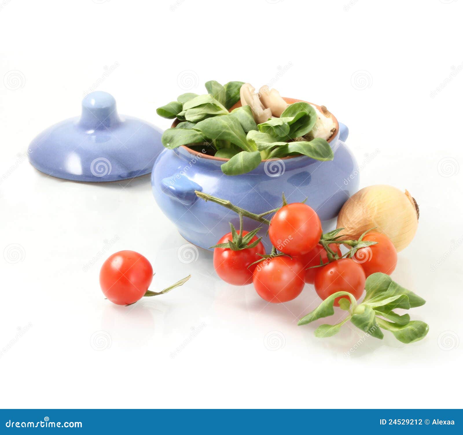 Tomatoes, herbs and pot stock photo. Image of isolated 24529212