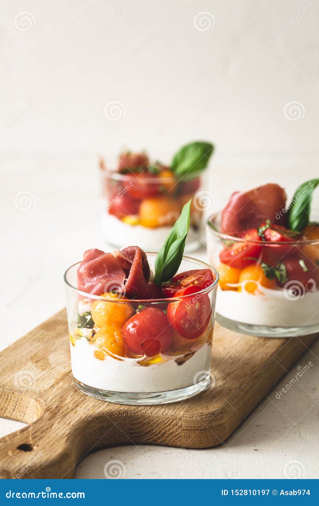 tomatoes, italian ham and burrata cheese salad