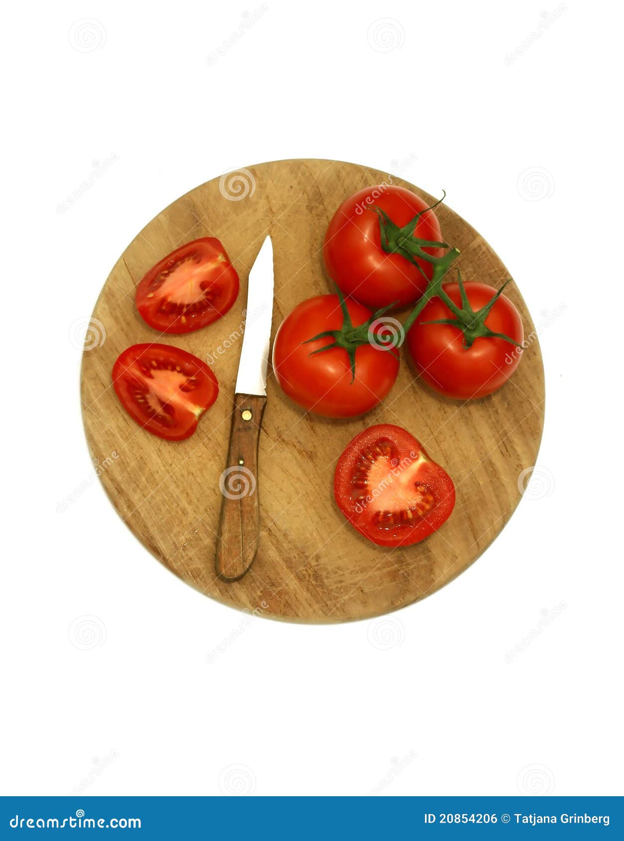 Tomatoes on Kitchen Board Isolated on White Stock Photo Image of ripe