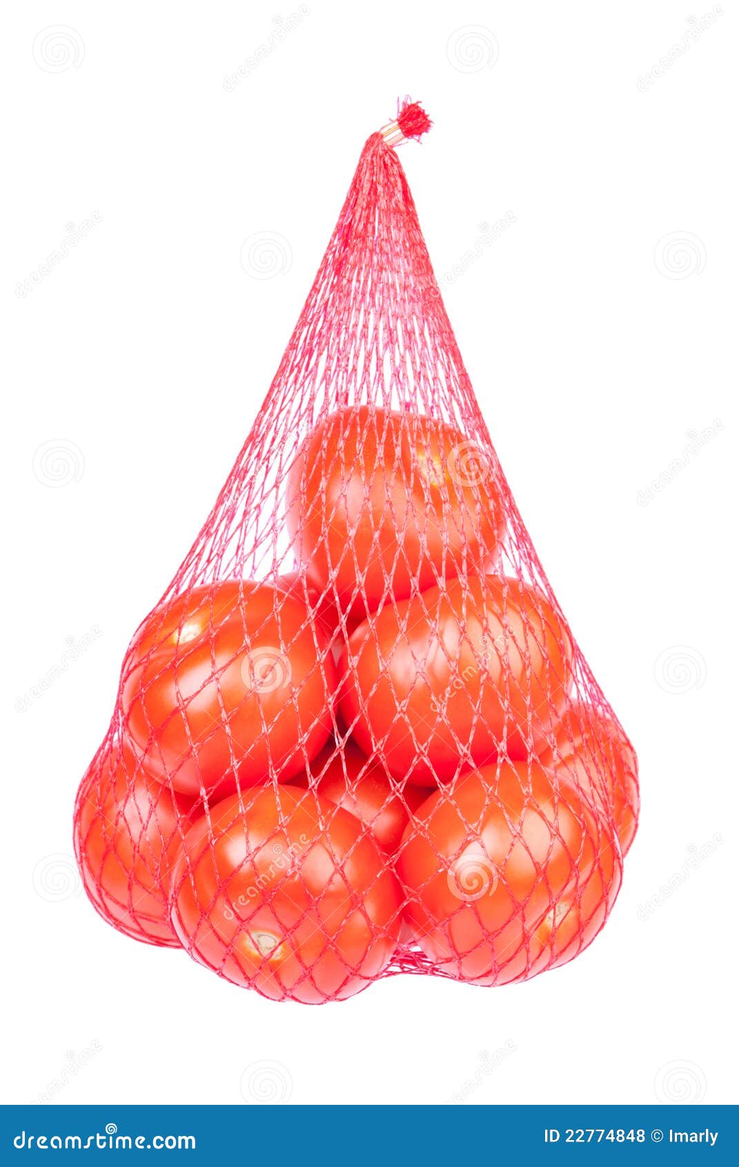Tomatoes in a red mesh bag stock photo. Image of market 22774848