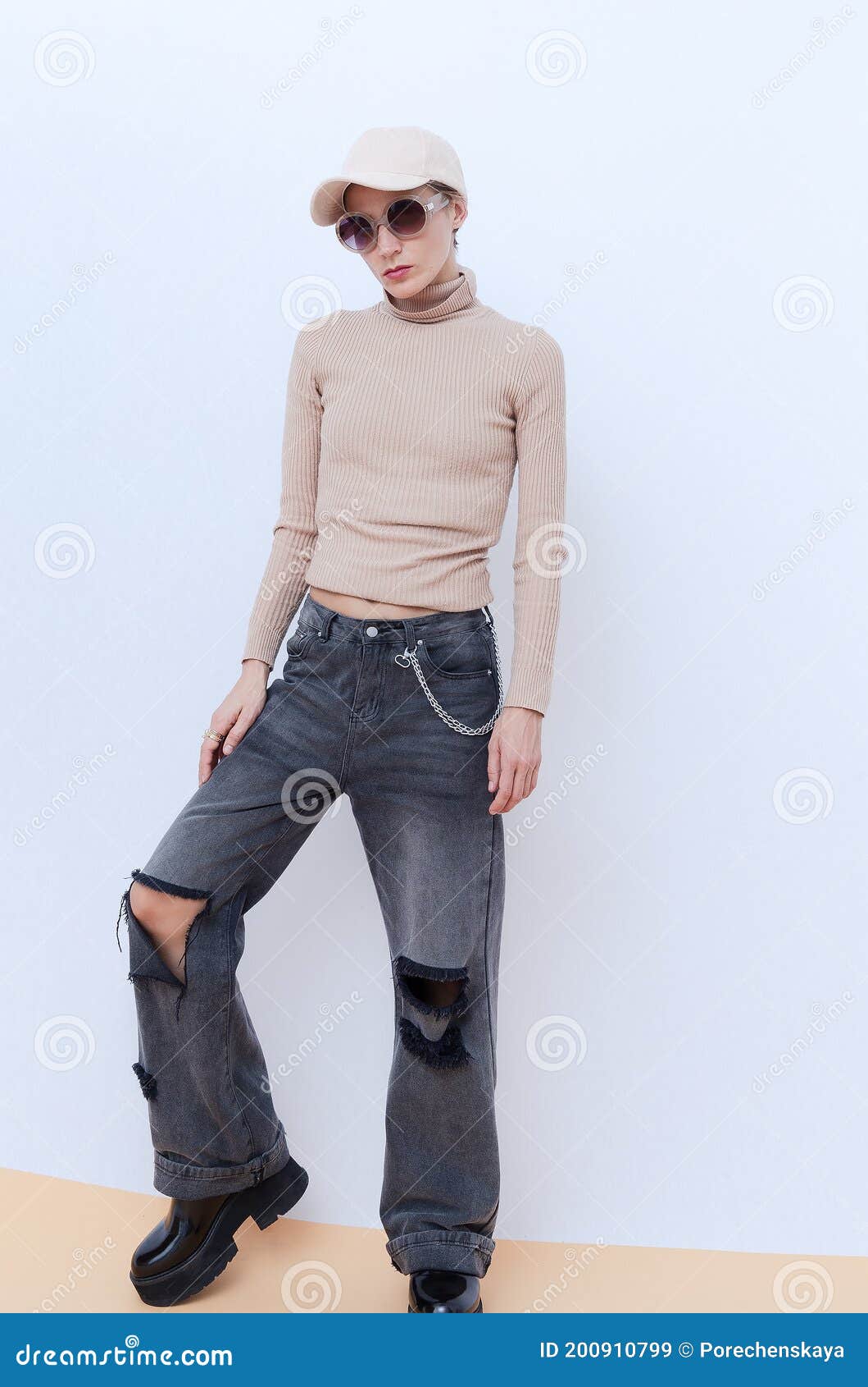 Woman Casual Tomboy Clothes Stock Photo 1009730533
