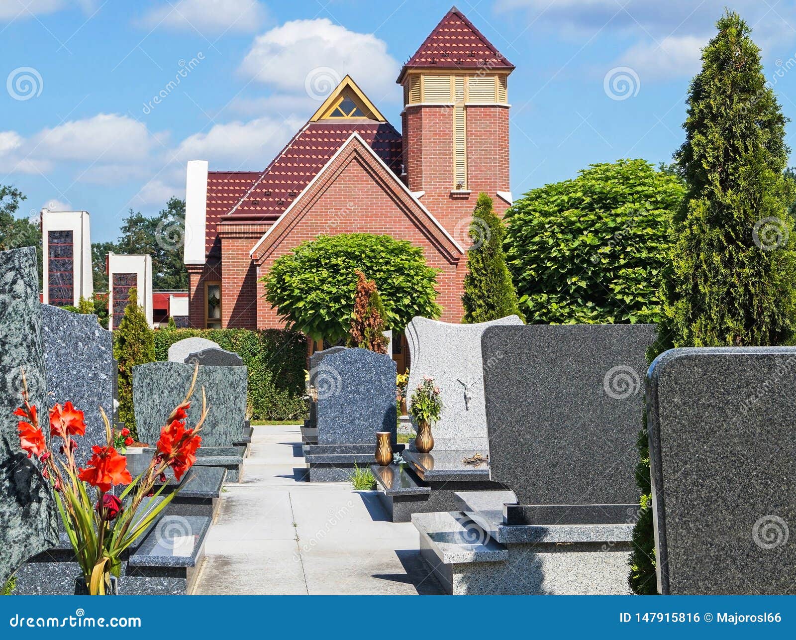 Tombstones and a Chapel in the Public Cemetery Stock Photo - Image of
