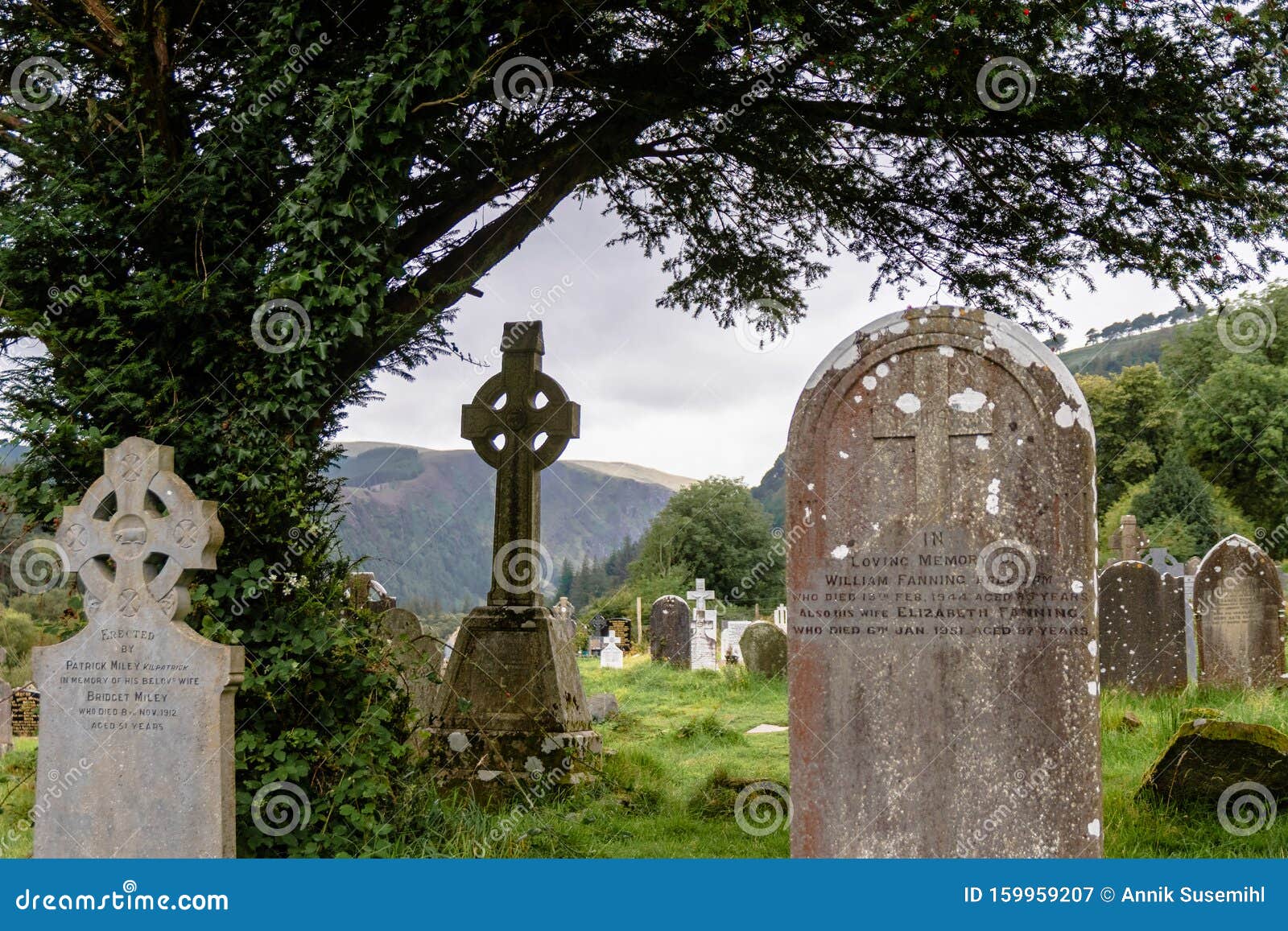 Tombstones at Monastery Cemetery of Glendalough, Ireland Editorial ...