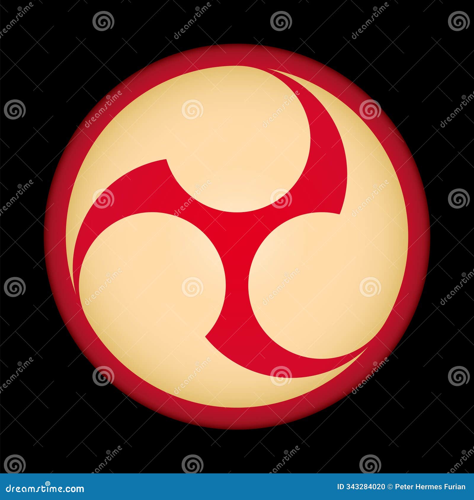 japanese tomoe , a comma-like swirl  and taiko drum pattern