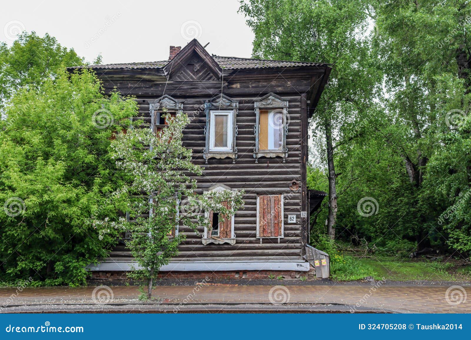 tomsk, tomsk region, russia - june 08, 2024. an ancient house on krasnoarmeyskaya street, 62