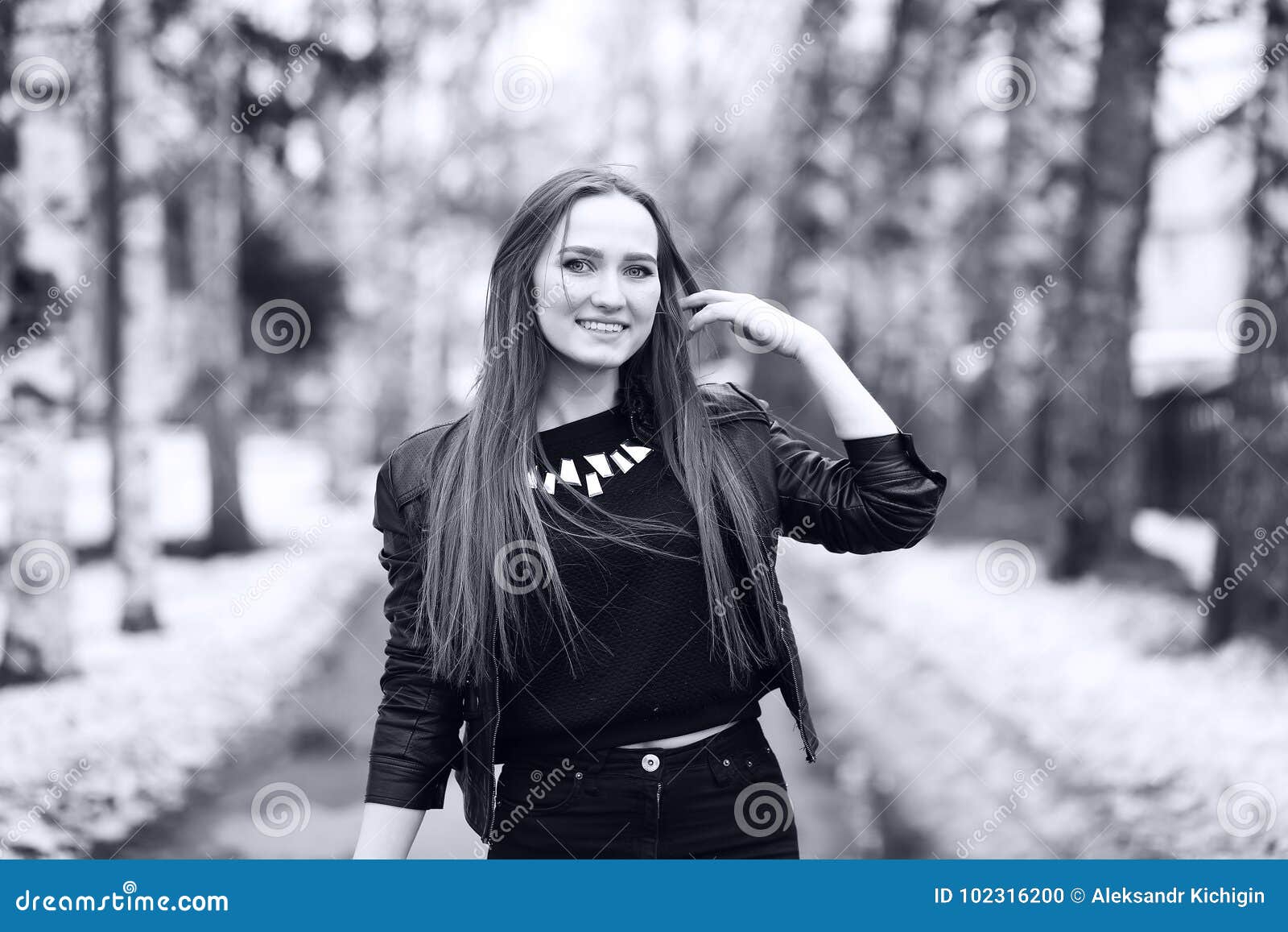 Toned Picture of a Young Cute Girl on a Walk Stock Photo - Image of ...