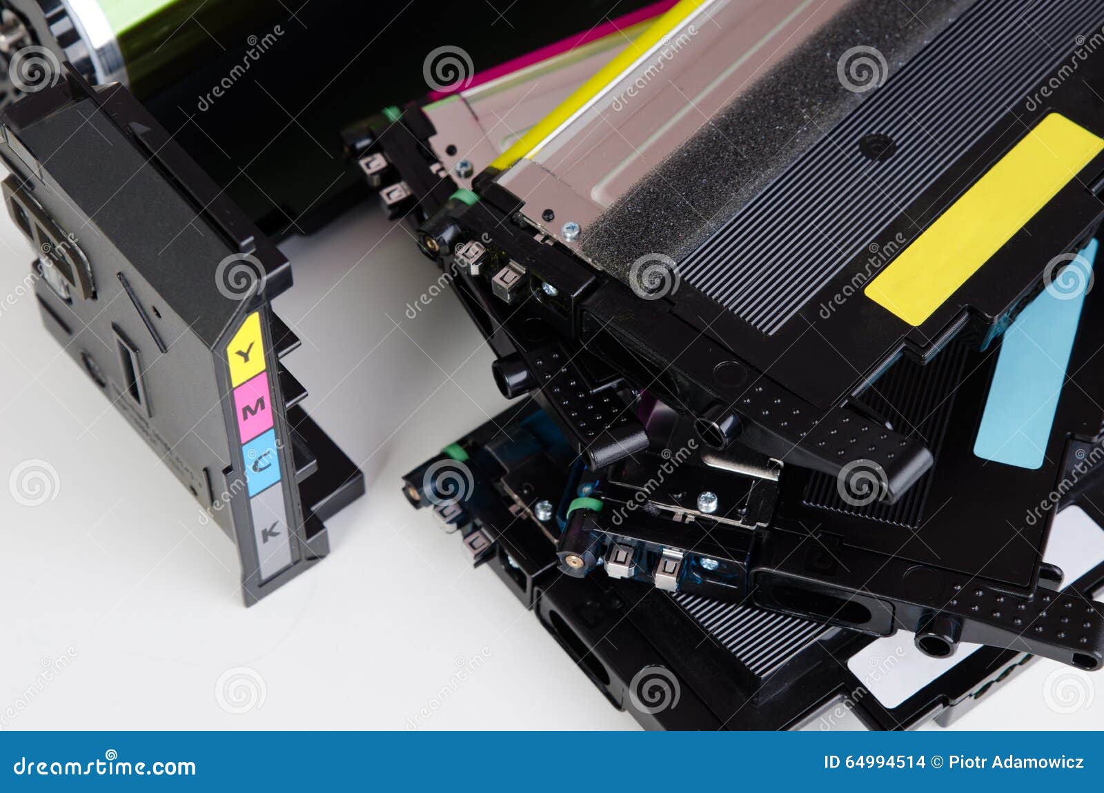 Toner Cartridge Set for Laser Printer. Computer Supplies. Stock Photo