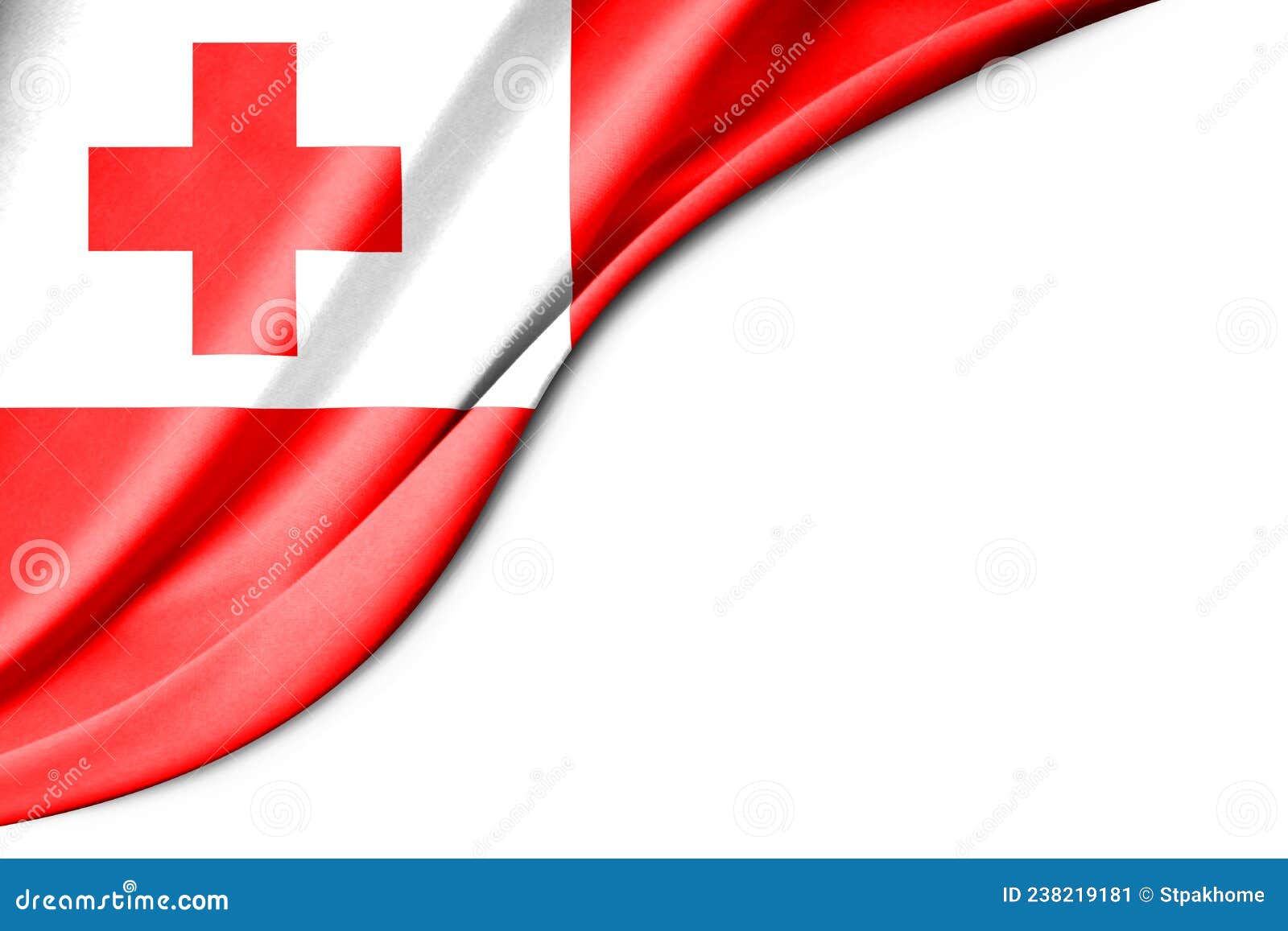 tonga flag. 3d . with white background space for text