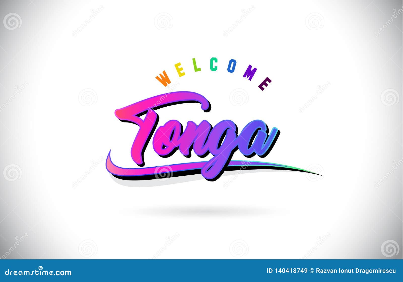 Tonga To Word Text With Creative Purple Pink