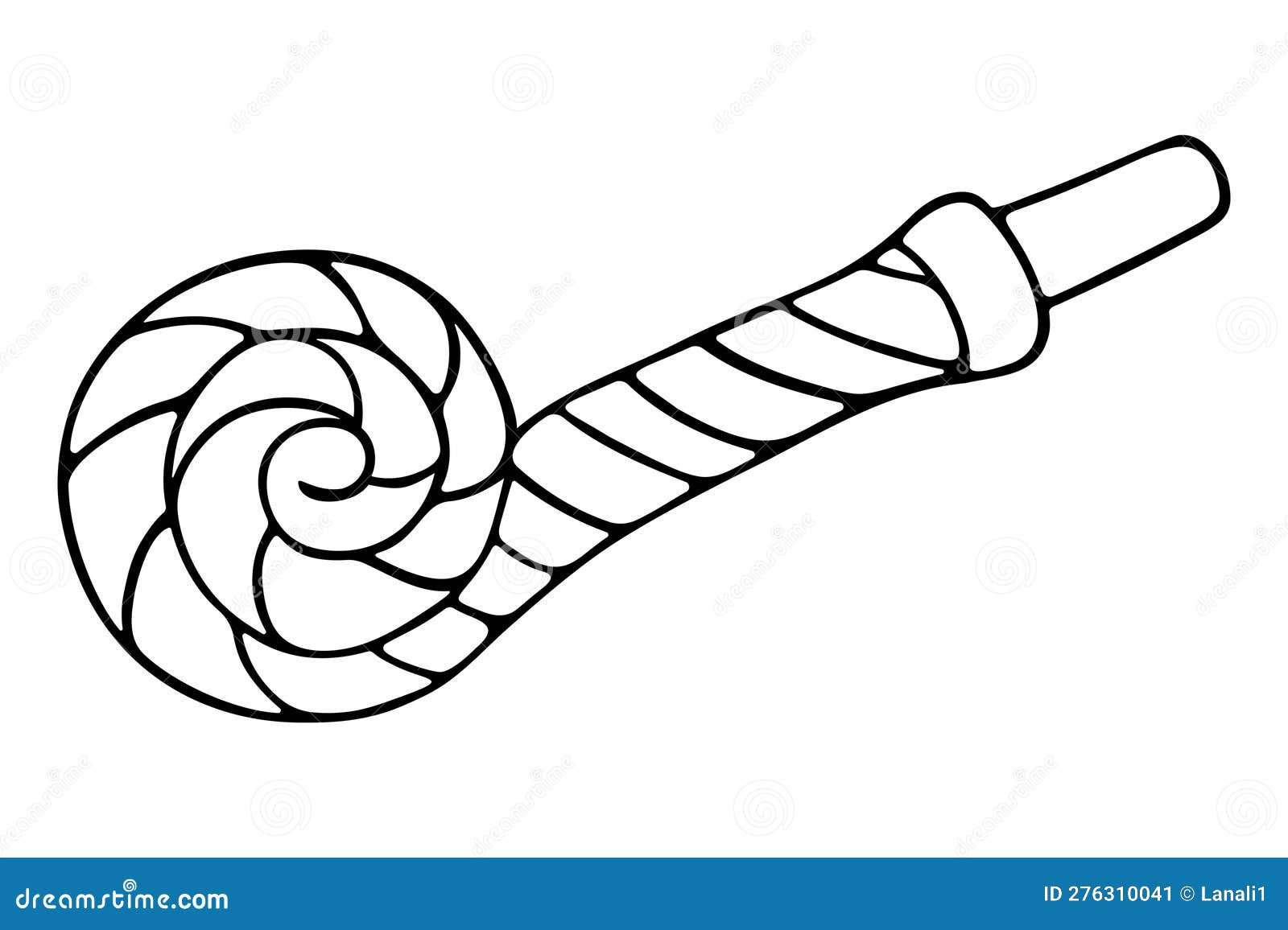Tongue Honk. Plastic Pipe With A Long Paper Tongue. Spiral Pattern
