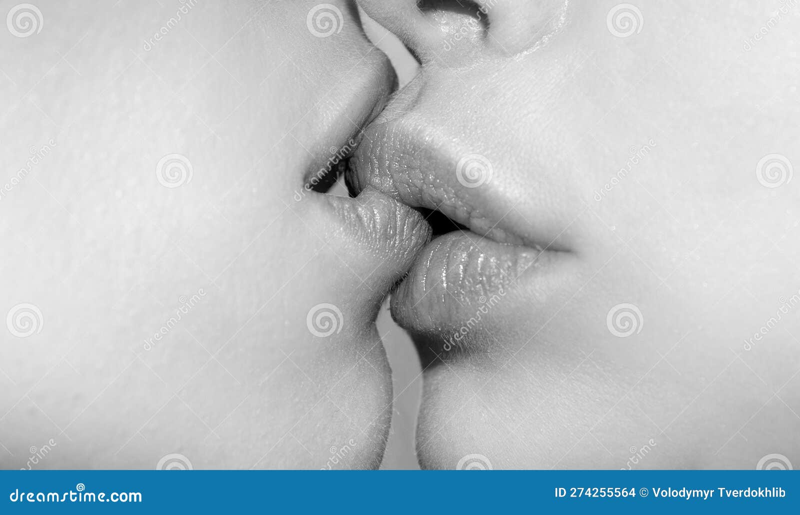 Tongue Lesbian Girl Mouth, Woman Concept. French Kiss