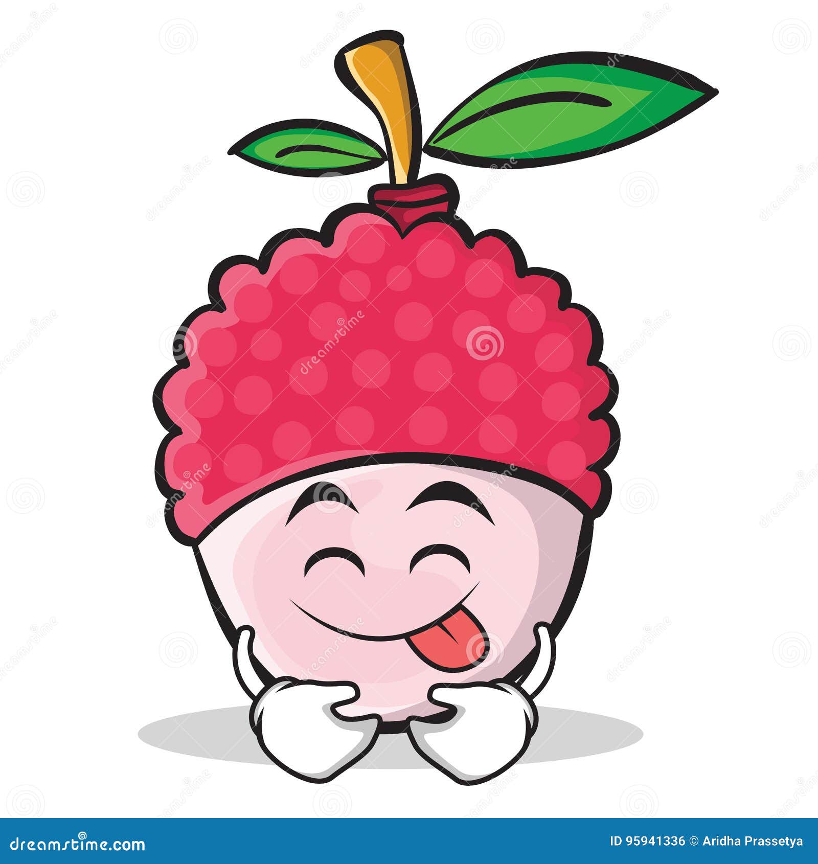 Tongue Out Lychee Cartoon Character Style Stock Vector Illustration