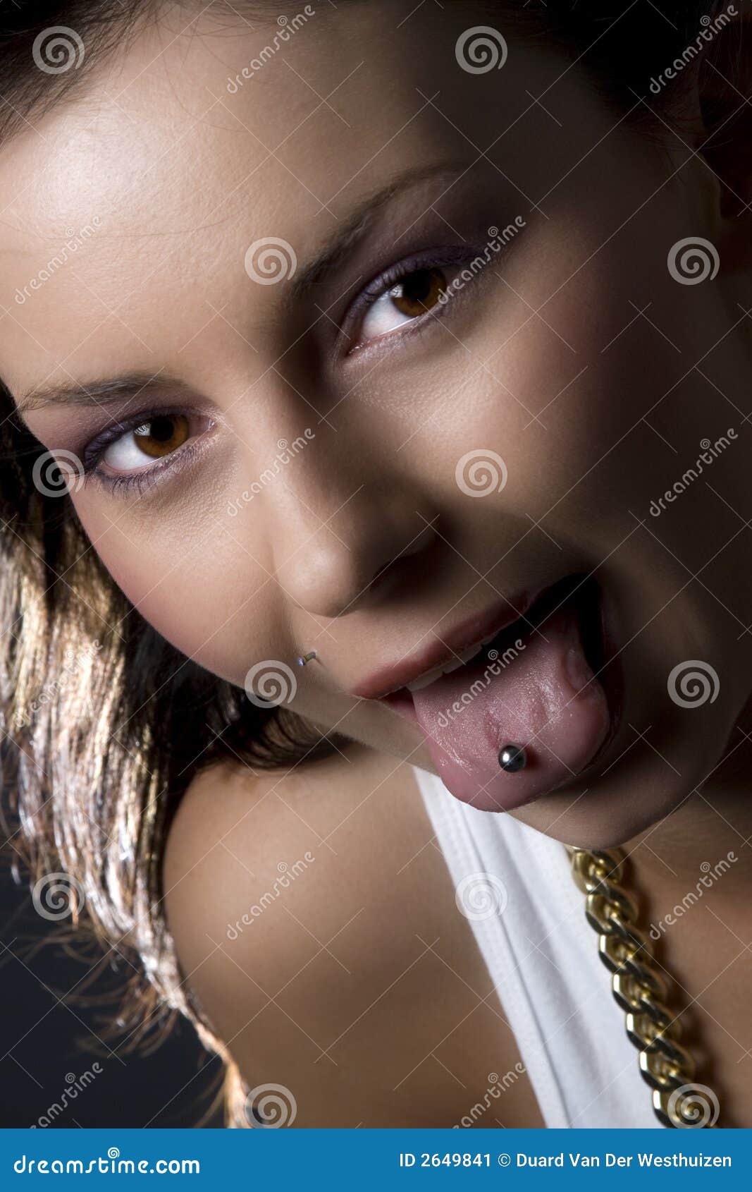 Tongue Ring Girl Stock Image Im