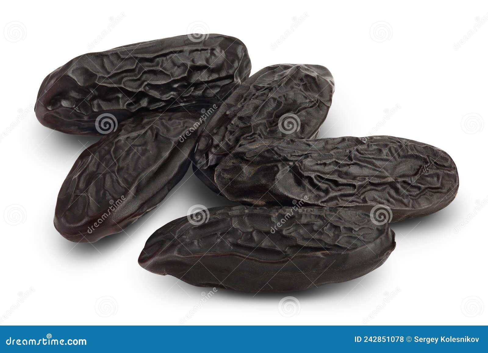 tonka bean  on white background with clipping path and full depth of field. bean of dipteryx odorata