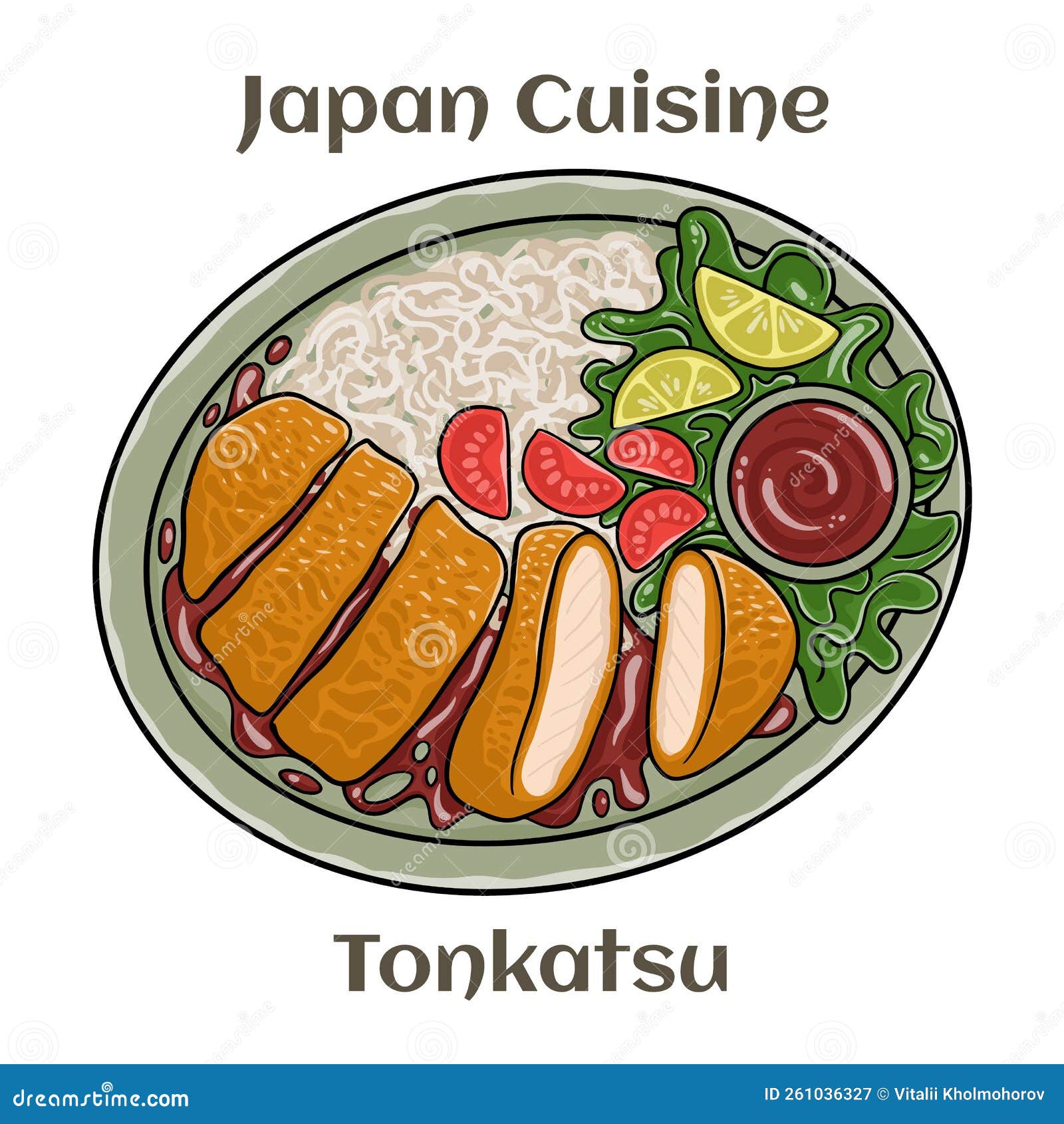 Tonkatsu Or Deep Fried Pork A Traditional Japanese Dish Vector tonkatsu-or-deep-fried-pork-a-traditional-japanese-dish-vector