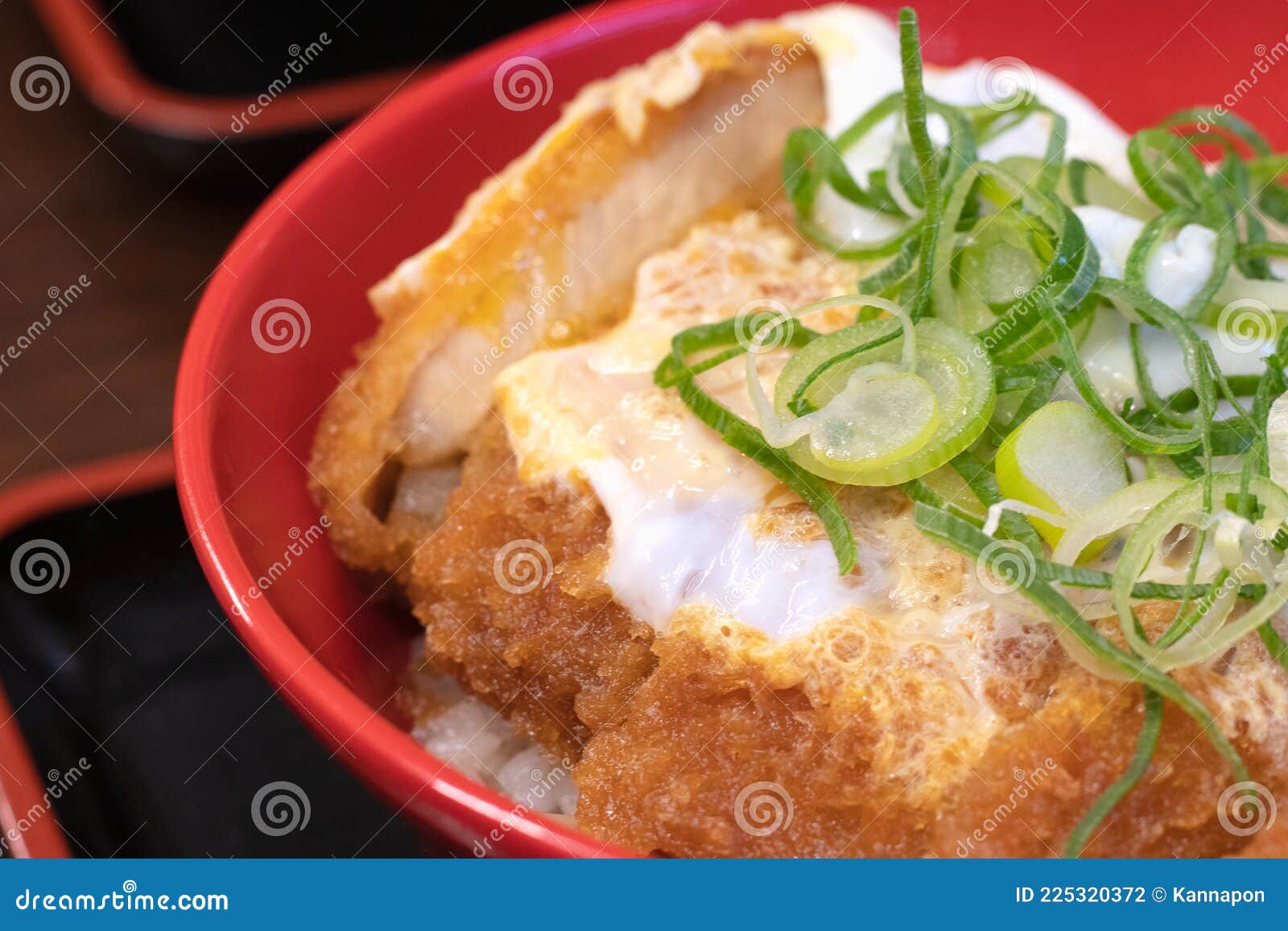 Tonkatsu or Japanese Deep Fried Pork Cutlet with Rice Stock Photo