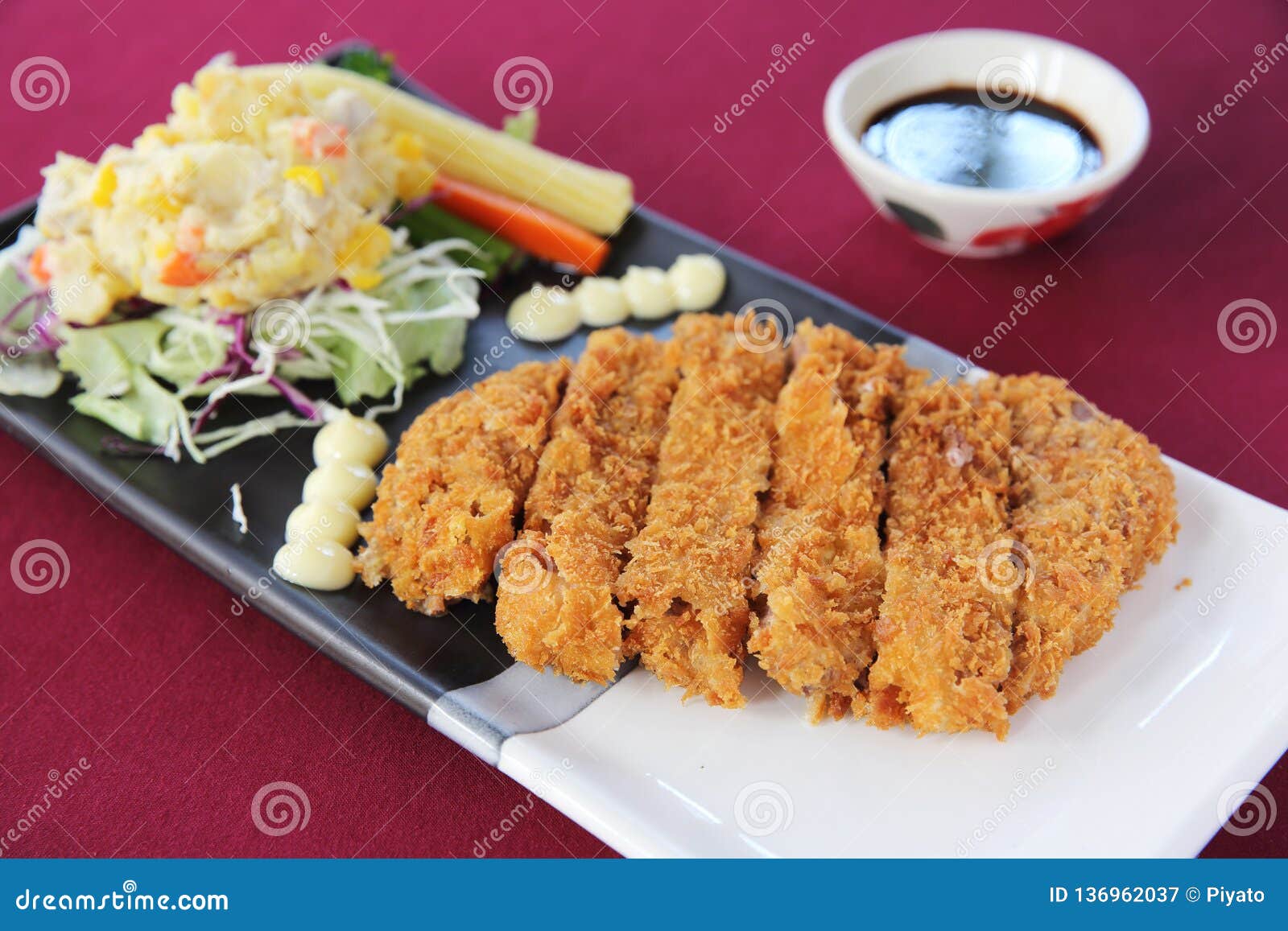 Tonkatsu Pork Cutlet Set Japanese Food Stock Image Image Of Bread Food 136962037