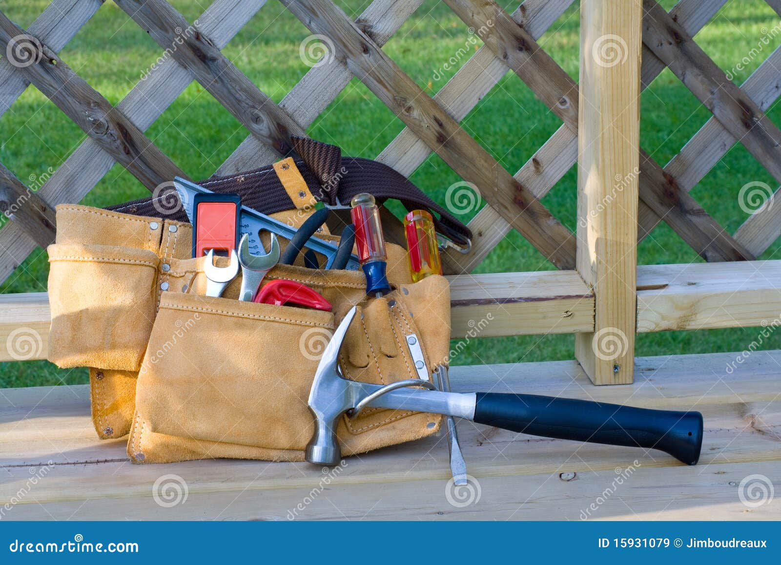 Tool belt stock image. Image of wood, wrench, hammer 15931079
