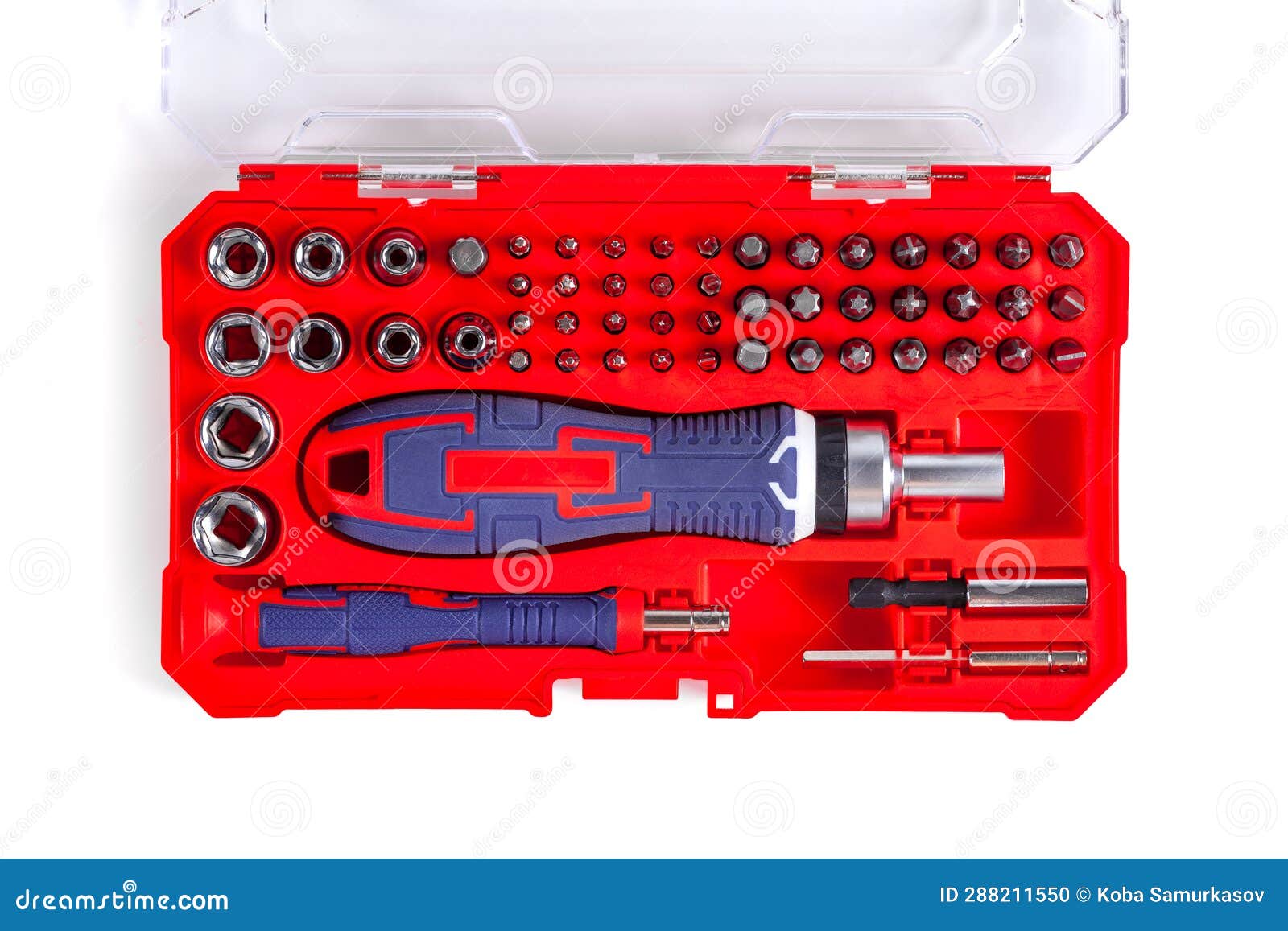 Tool Box of Screwdriver Set Isolated on White Background Stock Photo