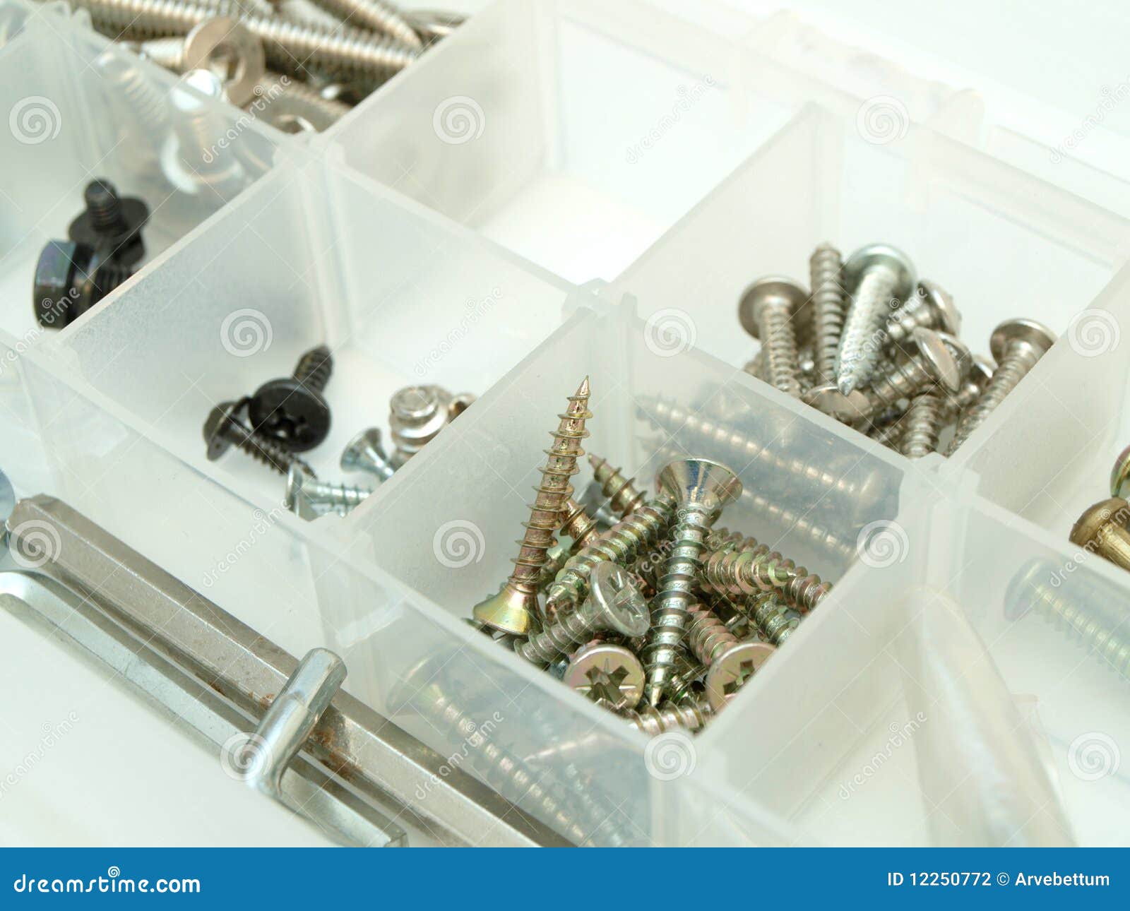 Tool box with screws stock photo. Image of detail, metallic 12250772