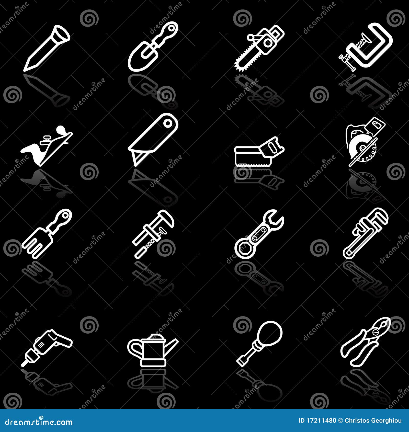 Tool icon set stock vector. Illustration of fork, handy 17211480
