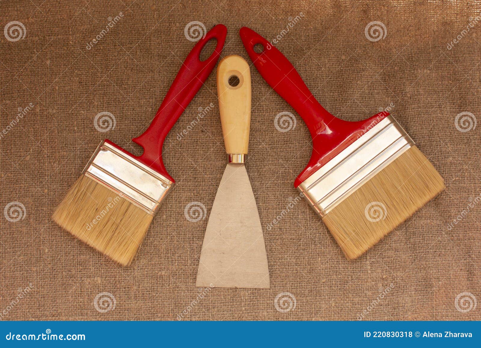 Tool for Painting Work. Spatula and Brushes. Set of Items for Repair