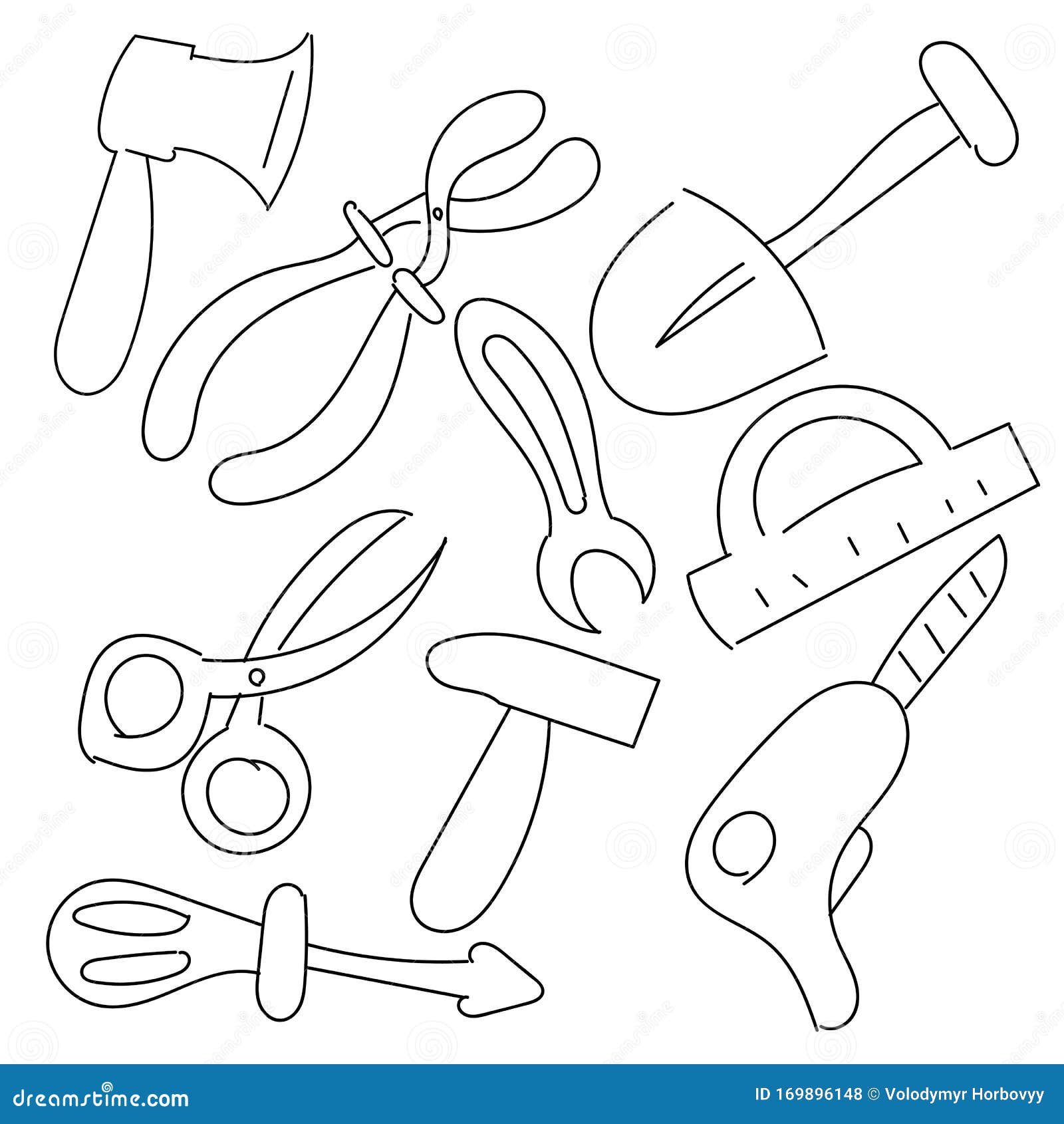 Tool Set Hand Draw stock vector. Illustration of home 169896148
