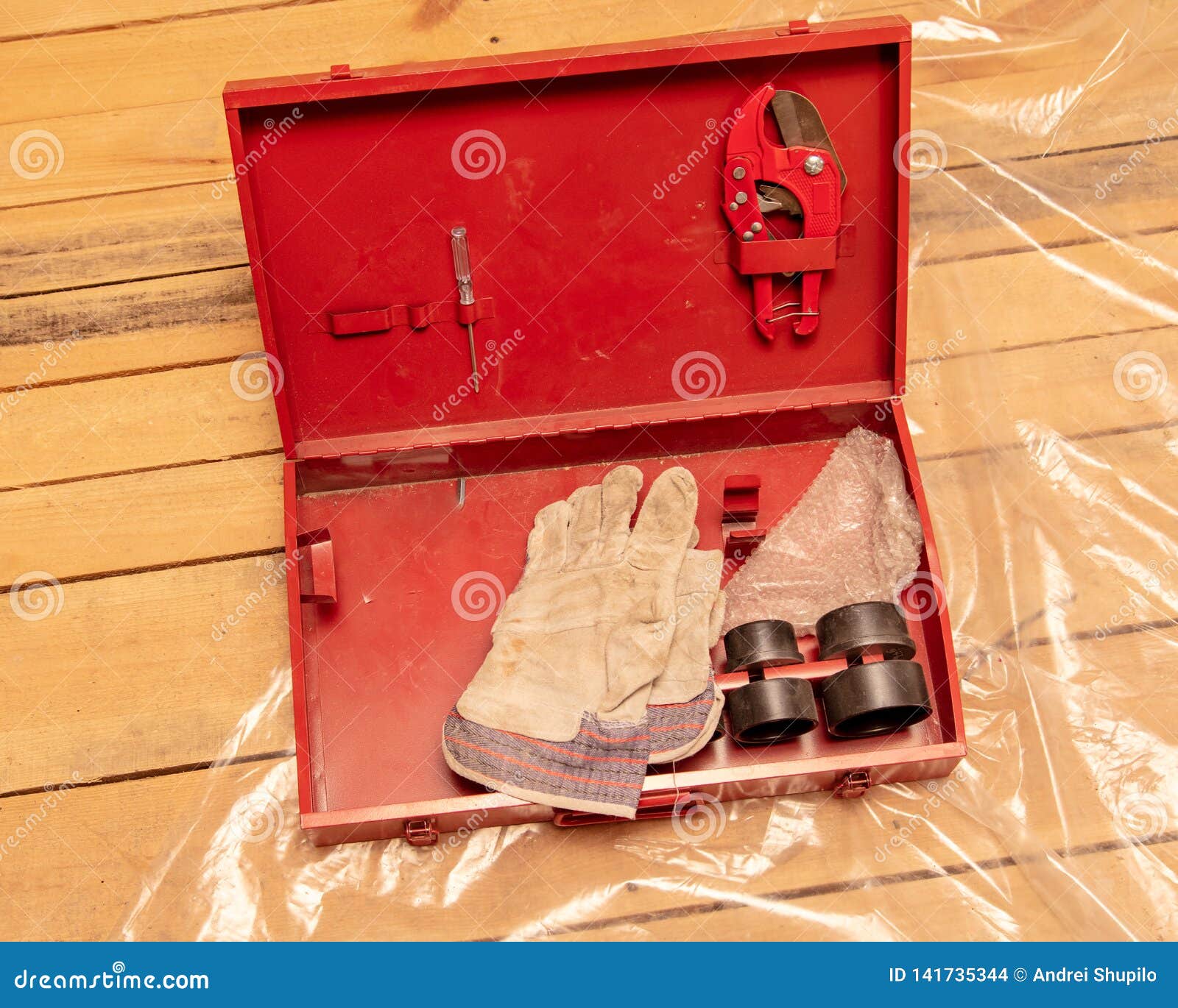 Tool in a Suitcase at a Construction Site Stock Photo Image of hand
