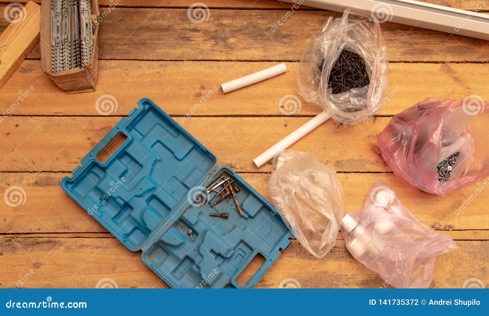 Tool in a Suitcase at a Construction Site Stock Photo Image of house