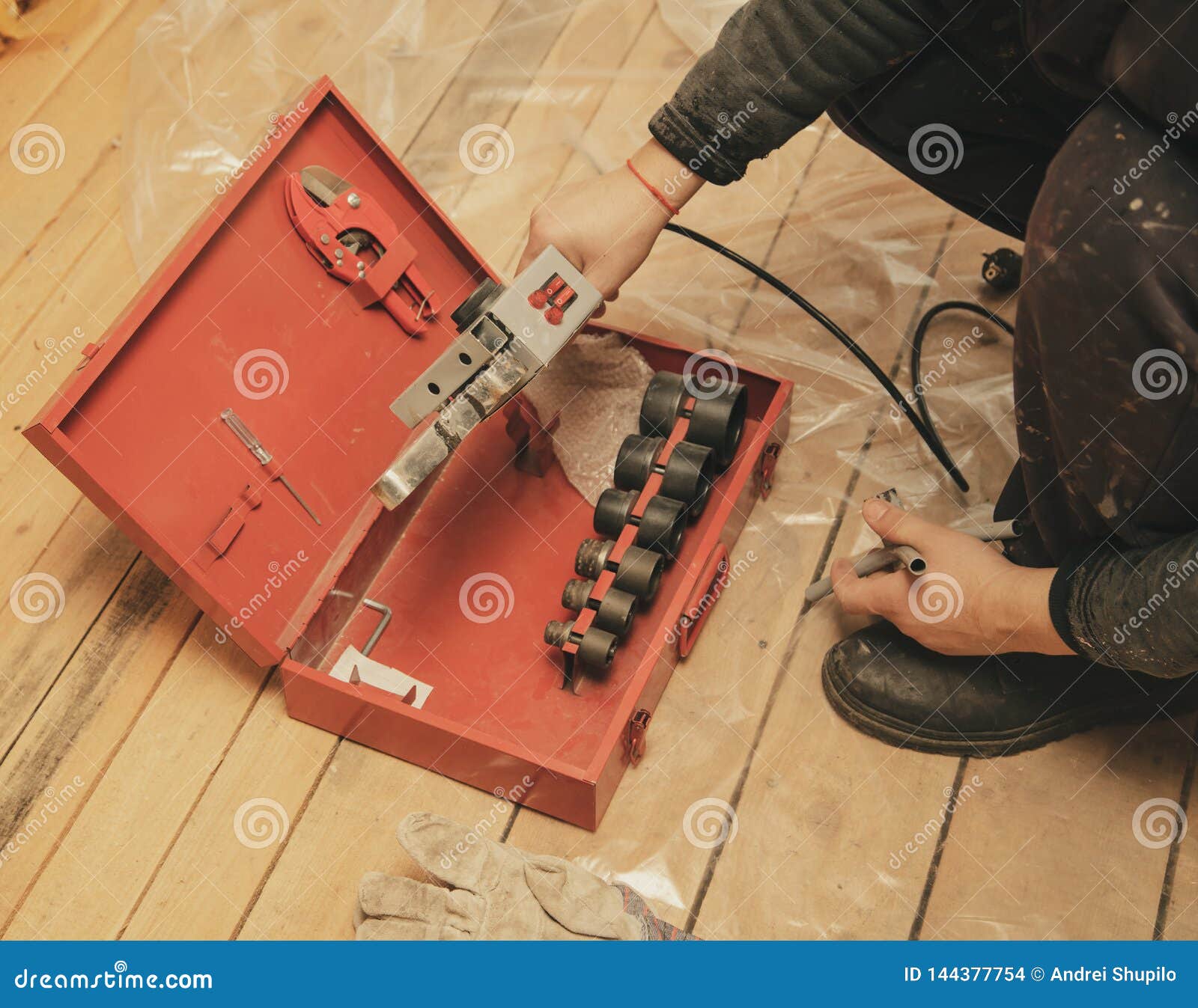 Tool in a Suitcase at a Construction Site Stock Photo Image of